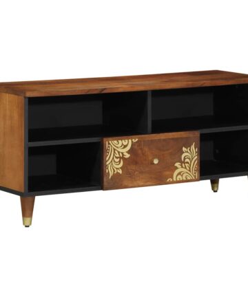 TV-Schränk mit Regal Braun 100 x 33.5 x 46 cm Massivholz Mango