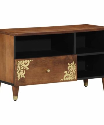 TV-Schränk mit Regal Braun 80 x 33.5 x 46 cm Massivholz Mango