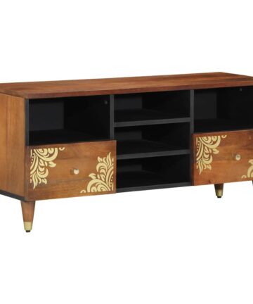 TV-Schränk mit Regal Braun 100 x 33.5 x 46 cm Massivholz Mango