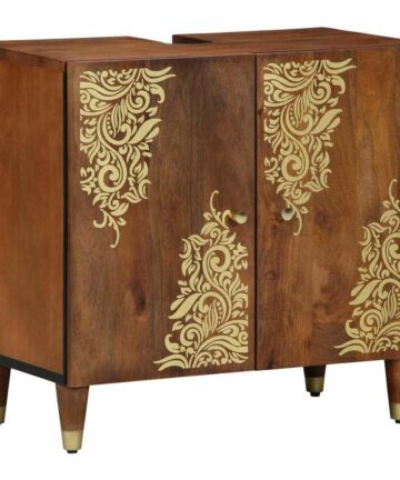 Waschbeckenunterschrank mit Speicher Honigbraun 62 x 33 x 58 cm
