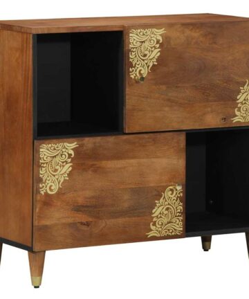 Sideboard mit Regal Braun 80 x 33.5 x 75 cm Massivholz Mango
