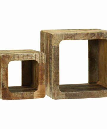 TV Einheit 2 pcs Braun 36 x 30 x 36 cm Raues Mango-Massivholz