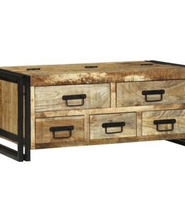 Couchtisch Braun 90 x 50 x 38 cm Raues Mango-Massivholz