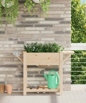 Gartenblumentopf Beige 111 x 37 x 76.5 cm Massives Fichtenholz