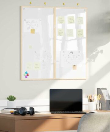 Magnetisches Whiteboard Weiß 80 x 1.4 x 80 cm Massivholz Kiefer