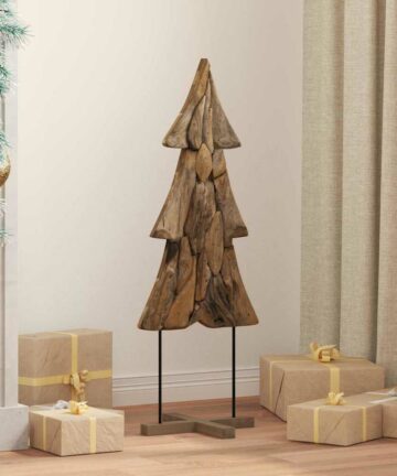 Weihnachtsbaum mit Ständer Braun 90 cm Massivholz Teak