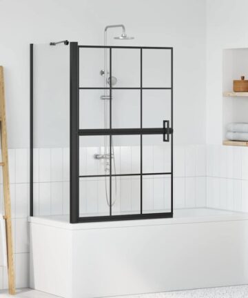 Bad-Duschschirm Schwarz und Transparent 80 x 67 x 129.5 cm