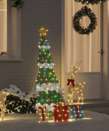 Beleuchteter Weihnachtsbaum mit 3 Geschenkboxen 2D Warm Weiß