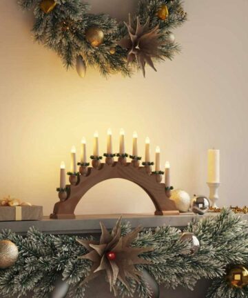 Weihnachtskerzenbogen mit 10 LED Kerzen Braun 47 x 5 x 29 cm