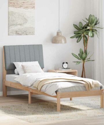 Bettgestell mit Kopfteil Braun 75 x 190 cm Stoff
