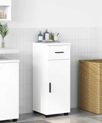 Badezimmer Schrank mit Tür Weiß 30 x 35 x 80 cm Holzwerkstoff