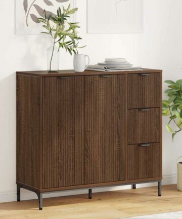 Sideboard Braun Eichen-Optik 89,5 x 33 x 82 cm Holzwerkstoff