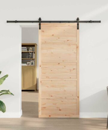 Schiebetür Braun 100 x 208 cm Massivholz Kiefer